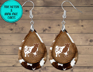 Show Cattle Earrings - Tear Drop Shape - Multi Breeds/Backgrounds Available