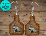 Show Rabbit Earrings - Ear Tag Shape - Multi Breed/Background Available