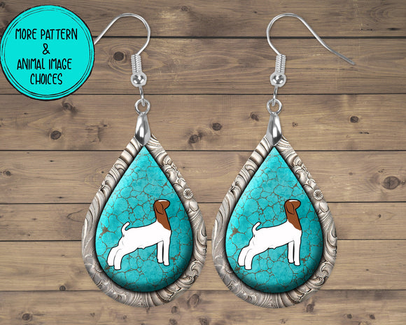 Show Goat Earrings - Tear Drop Shape - Multi Breed/Background Available