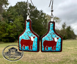 Show Cattle Earrings - Ear Tag Shape - Multi Breeds/Backgrounds Available